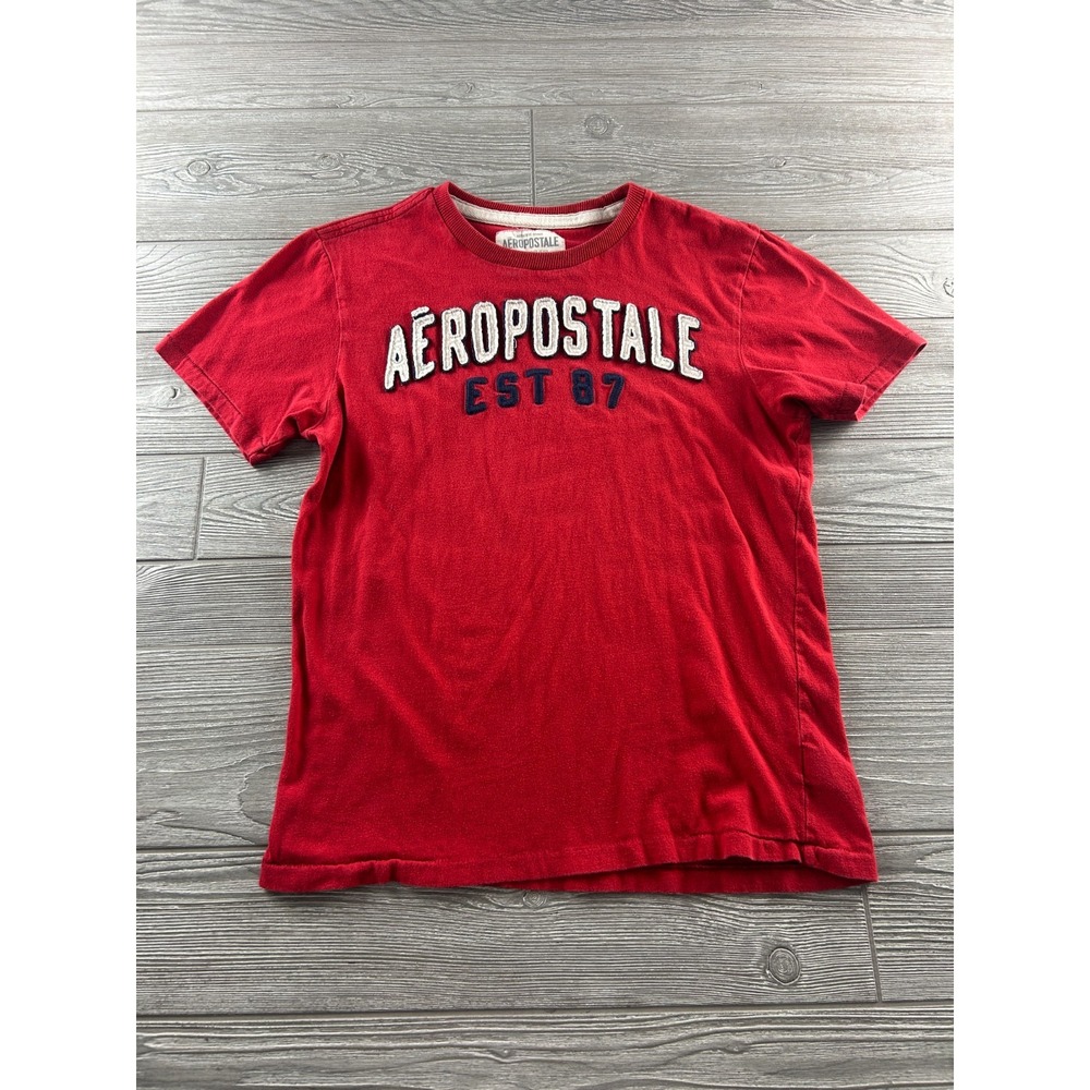 Aeropostale Red Embroidered Cotton tee Women's Size Medium Short Sleeve Crew